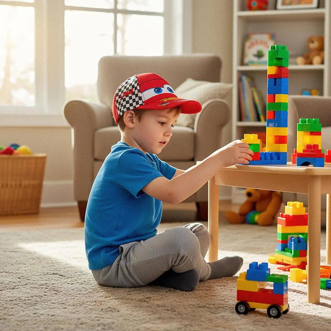 Boné Infantil Cars Viseira Curva Ajustable Roja com Cuadros Blanco e Negro 6/6