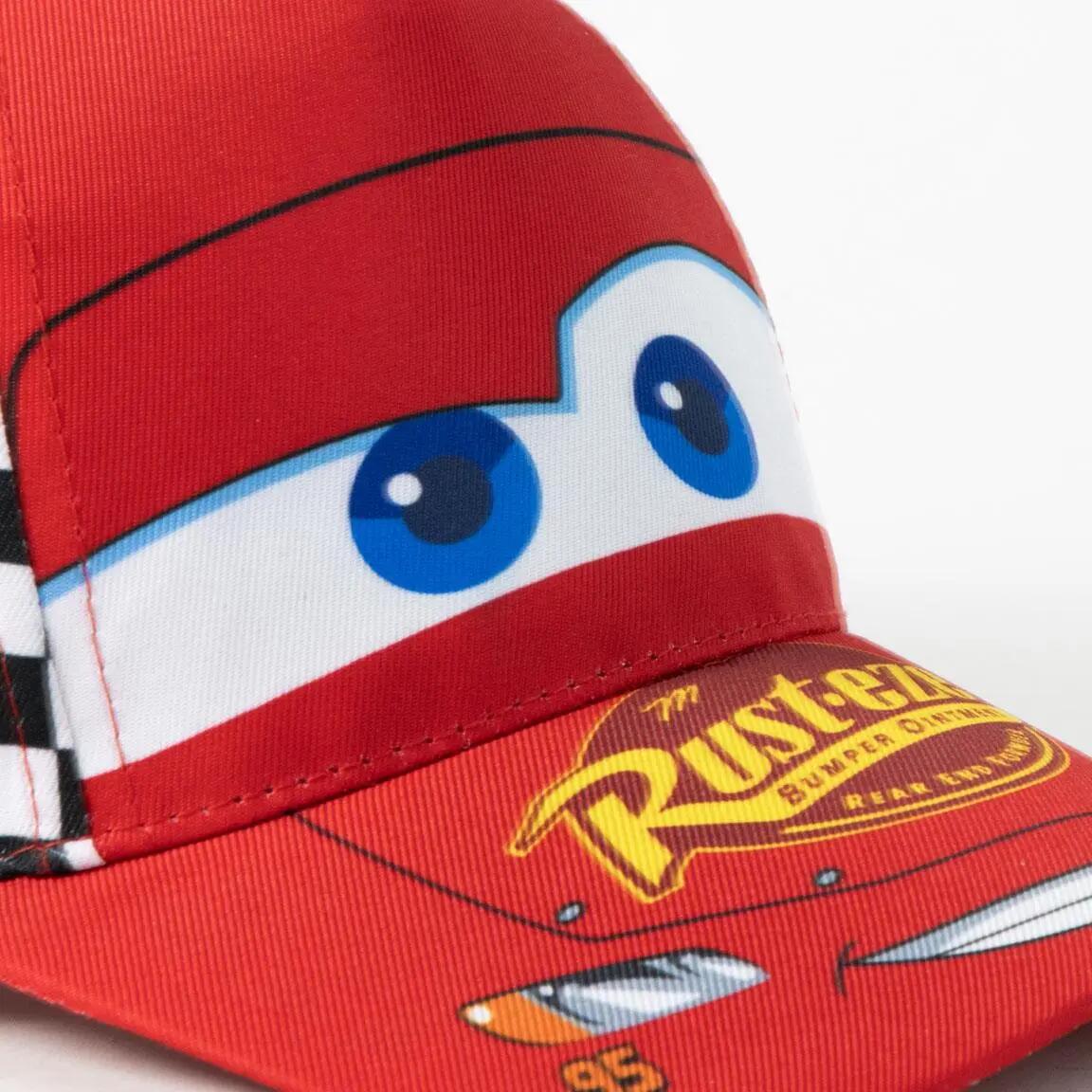 Boné Infantil Cars Viseira Curva Ajustable Roja com Cuadros Blanco e Negro 4/6