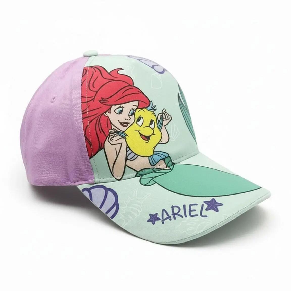 Boné Infantil Princess Ariel com Viseira Ajustable Color Lila e Verde Agua 4/7