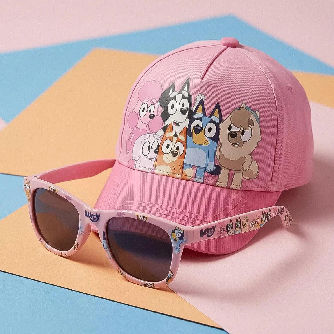 Set Infantil Bluey Boné e Gafas de Sol com Estampado Rosa Claro 6/7