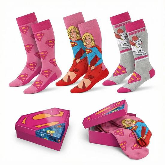 Superman-Socken für Erwachsene aus weicher Baumwolle, 1er-Pack (Rosa und Grau)