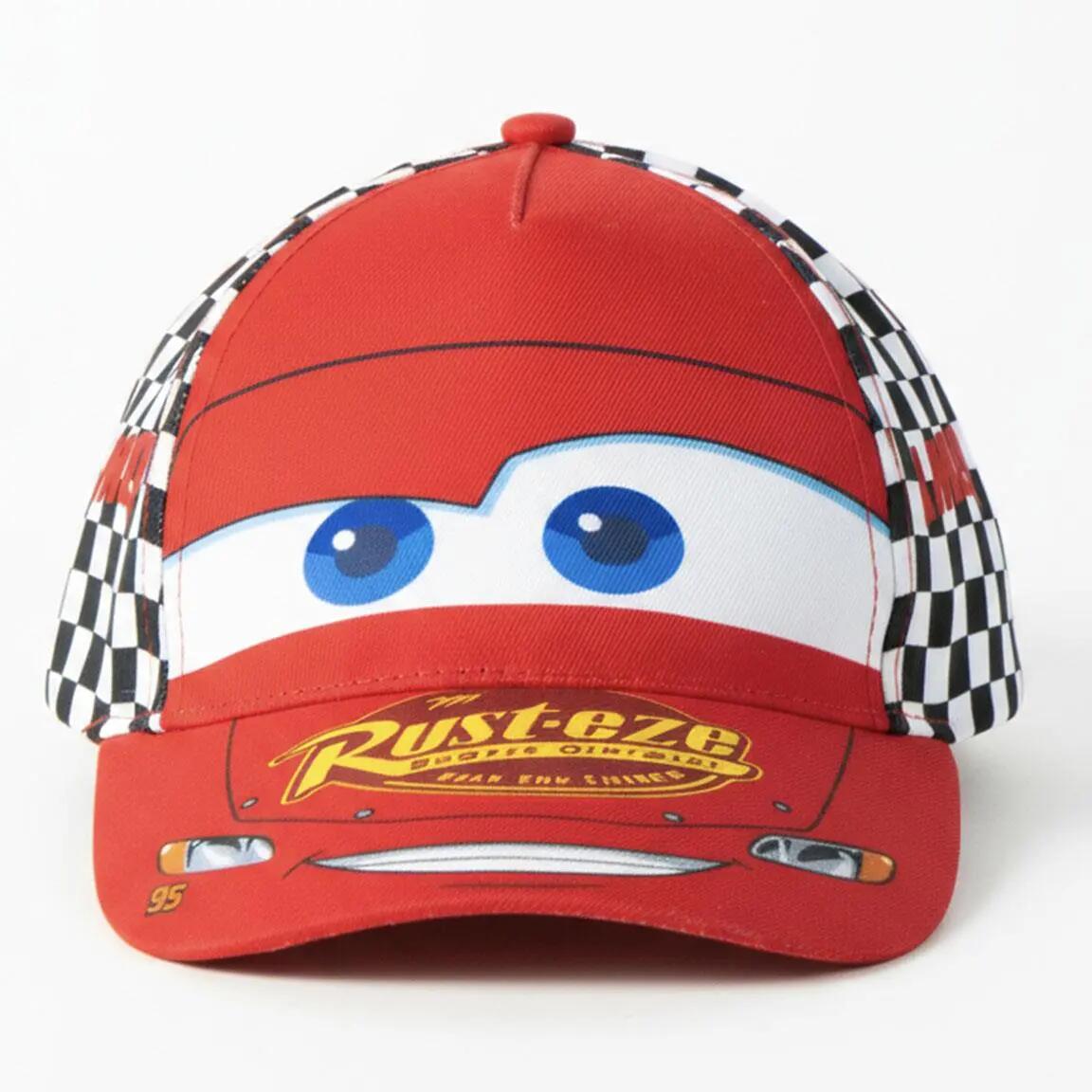 Boné Infantil Cars Viseira Curva Ajustable Roja com Cuadros Blanco e Negro 3/6