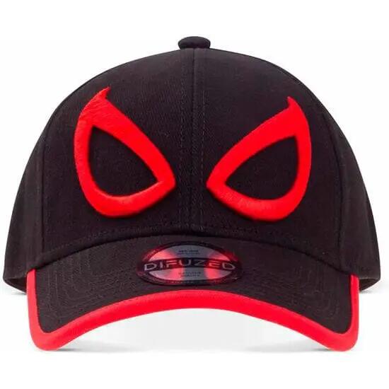 Gorra Adultos Spiderman Minimal Eyes Negra y Roja de Algodón con Visera Curva