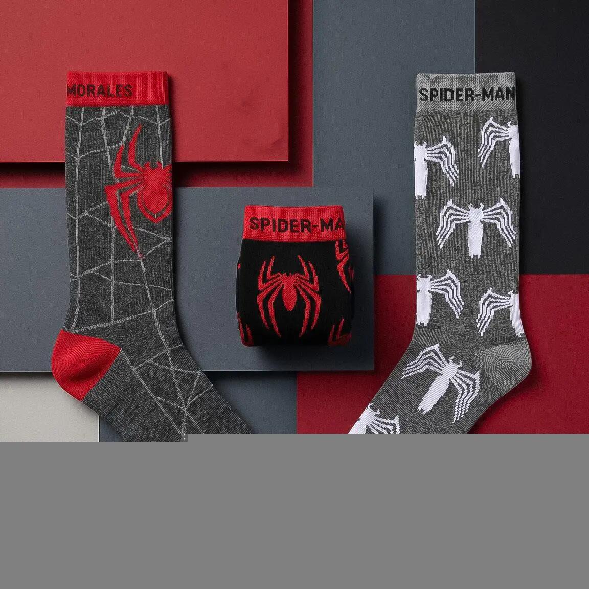 Conjunto de meias infantis do Homem-Aranha, macias e de algodão, pretas e 7/7