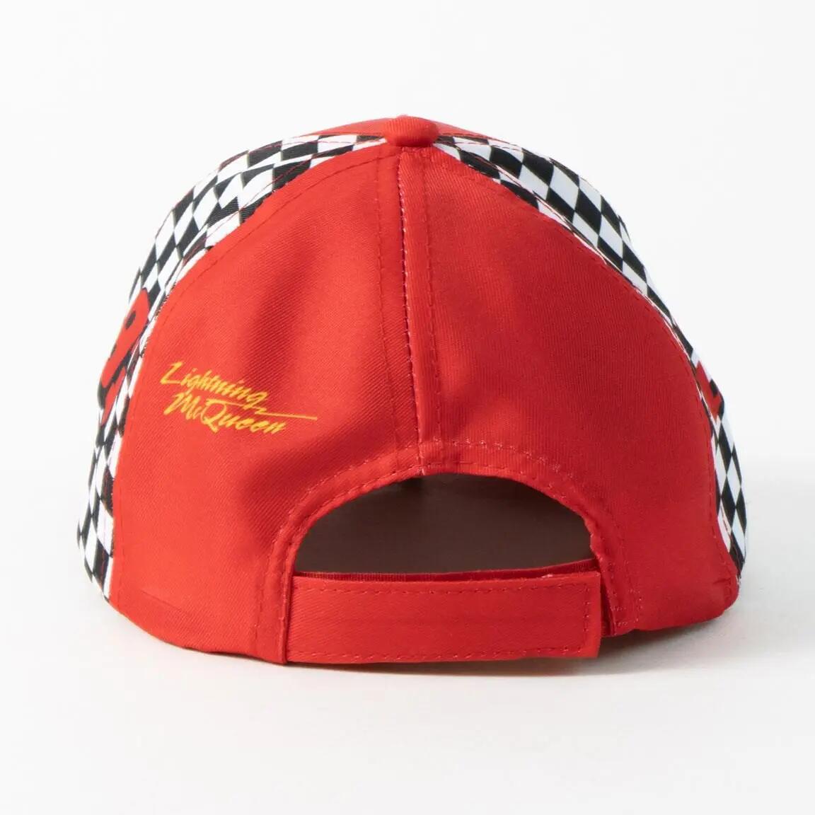 Boné Infantil Cars Viseira Curva Ajustable Roja com Cuadros Blanco e Negro 2/6