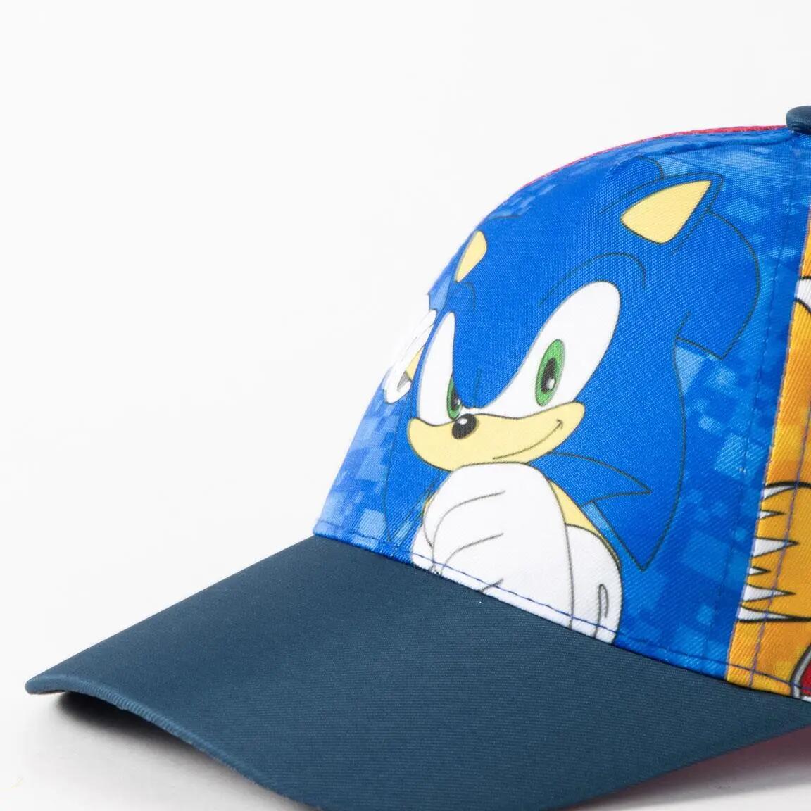 Boné Infantil de Viseira Curva Sonic Azul e Roja com Estampado Personajes 5/6