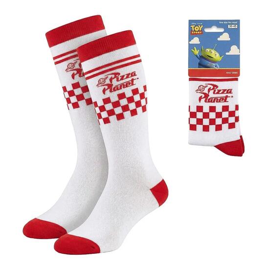 Calcetines Adultos Toy Story Pizza Planet de Algodón Suaves Blanco y Rojo