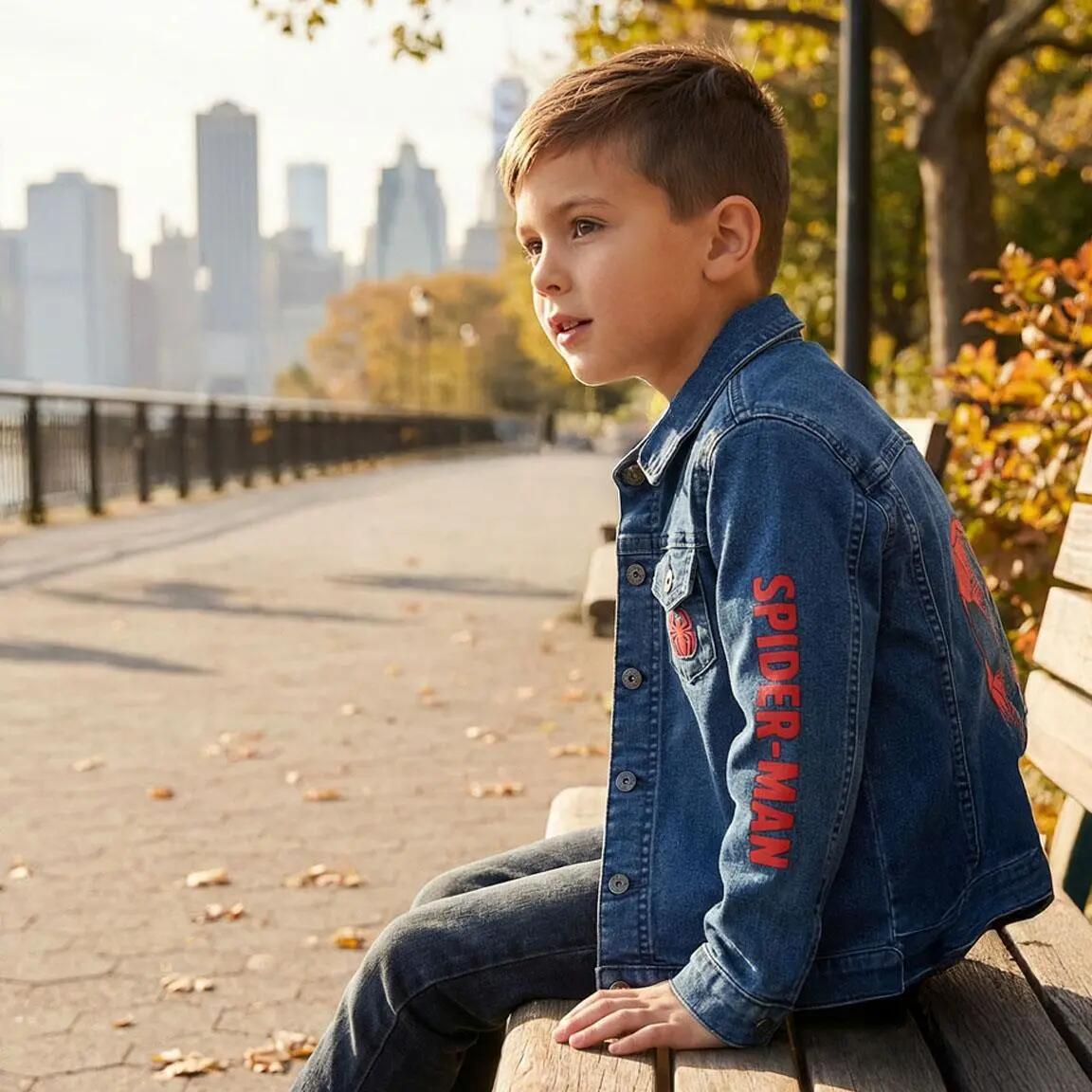 Chaqueta Vaquera Infantil Spiderman de Algodón con Botones Azul Denim 7/7