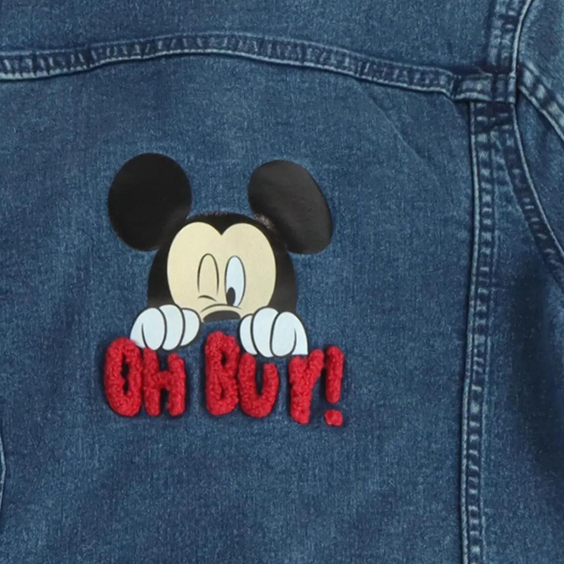 Chaqueta Vaquera Infantil Mickey en Algodón con Botones Azul Denim 6/7
