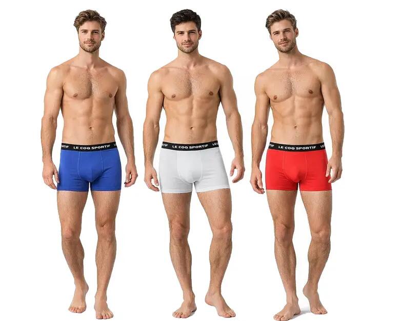 Le Coq Sportif Herren Boxer 3er Pack Rot/Grau/Blau 9/12