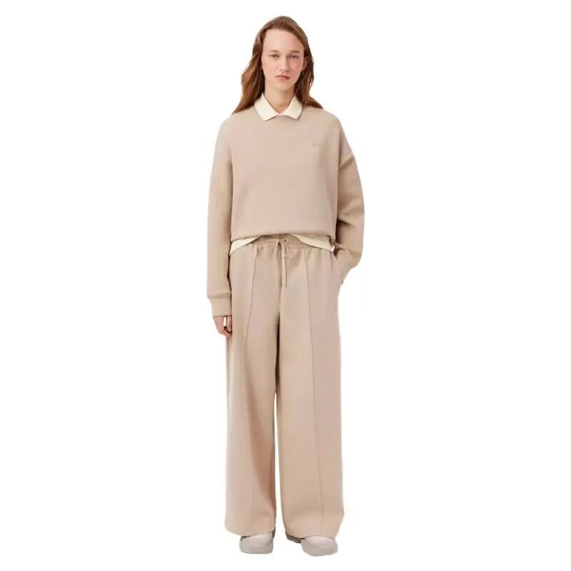 Pantalones de Chándal Beige Lacoste Lionne Mujer de Corte Amplio de Diseño Eleg 2/5