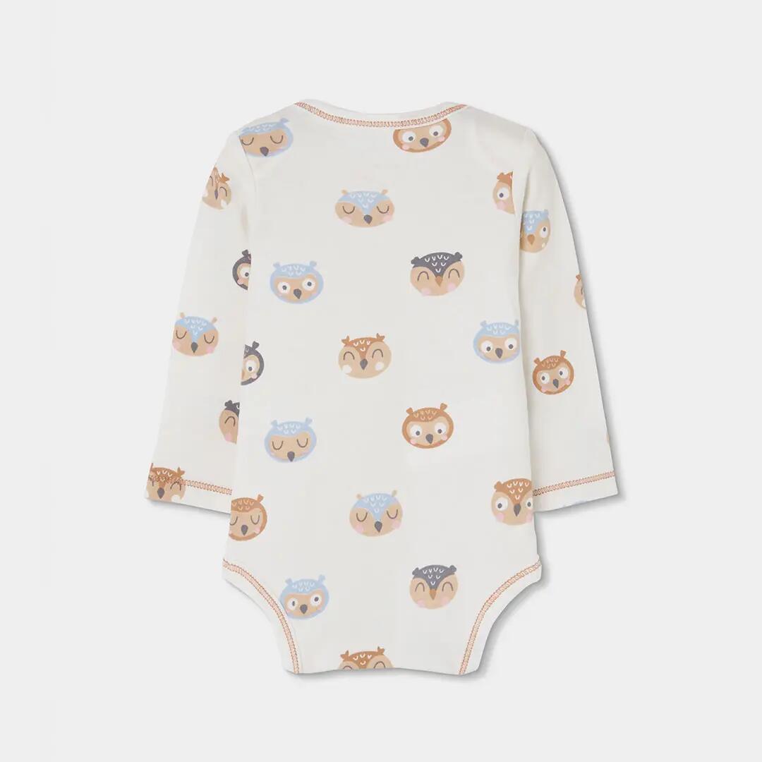 Pack 2 bodys bebé blanco estampado de búhos 5/7