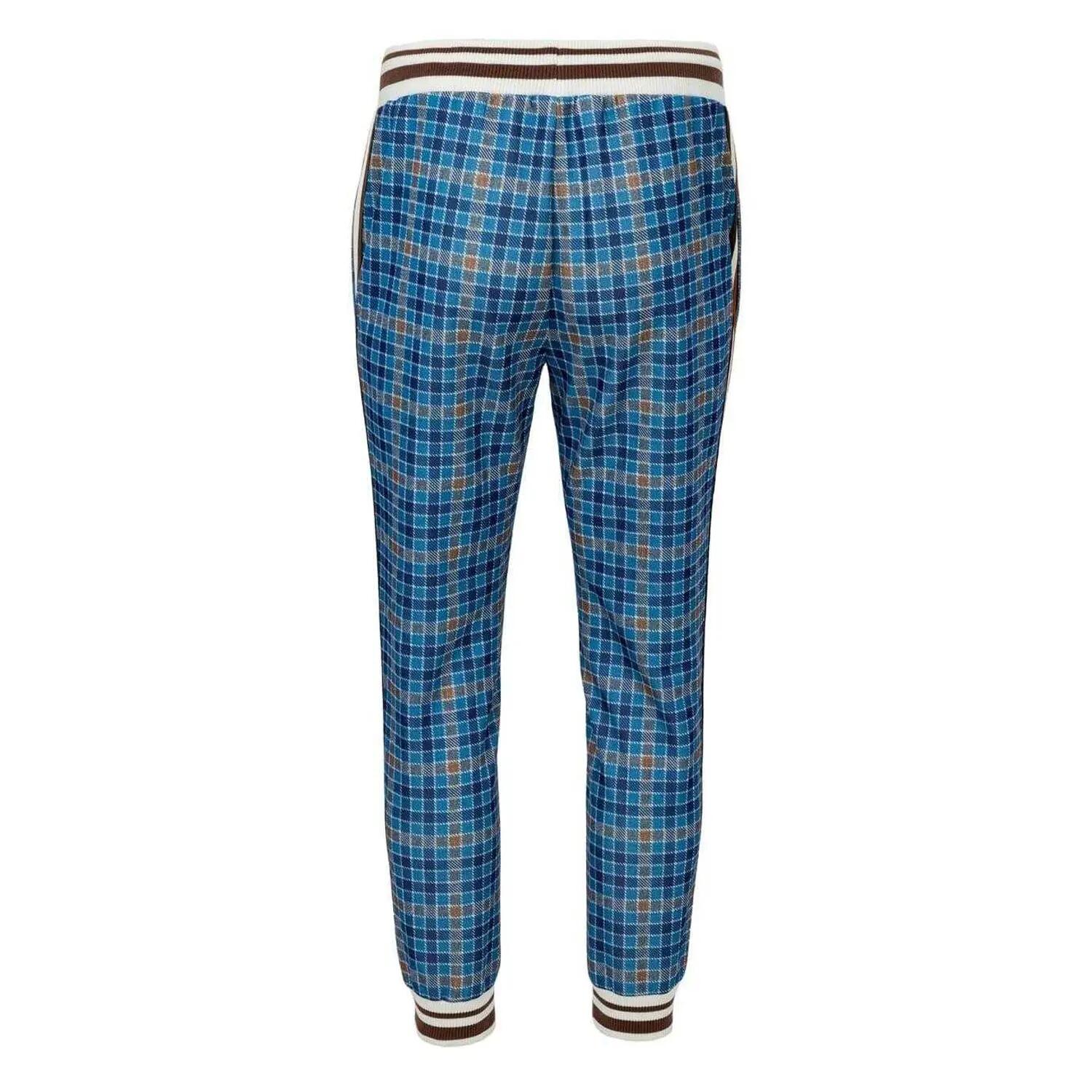 Mens Check Plaid Tracksuit (Navy) 5/5