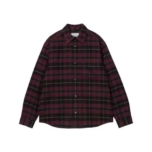 Chaqueta de Cuadros Carhartt Granate Gargan Shirt Jac Gargan Check Rondo con Fo 5/5