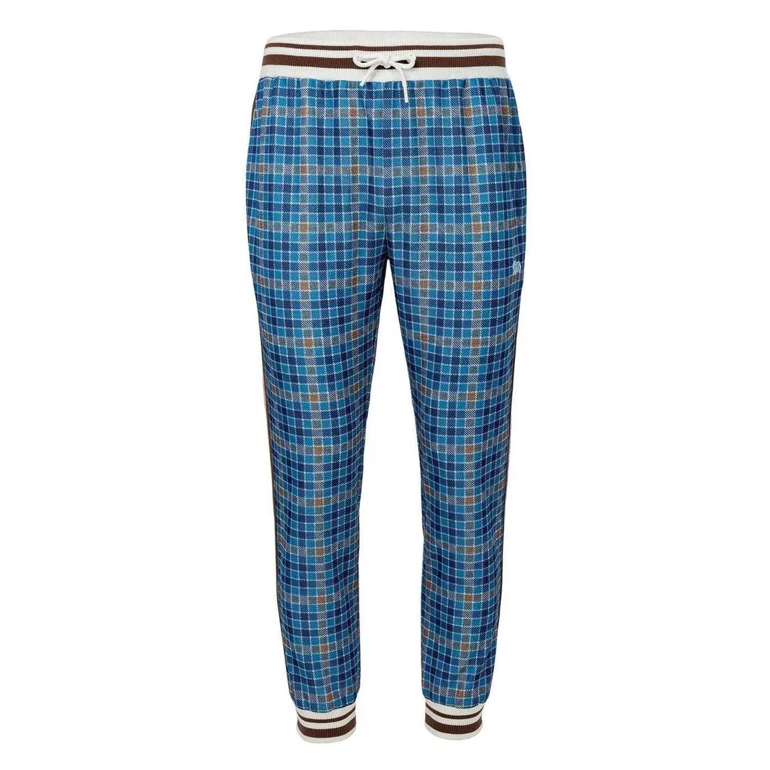 Mens Check Plaid Tracksuit (Navy) 4/5