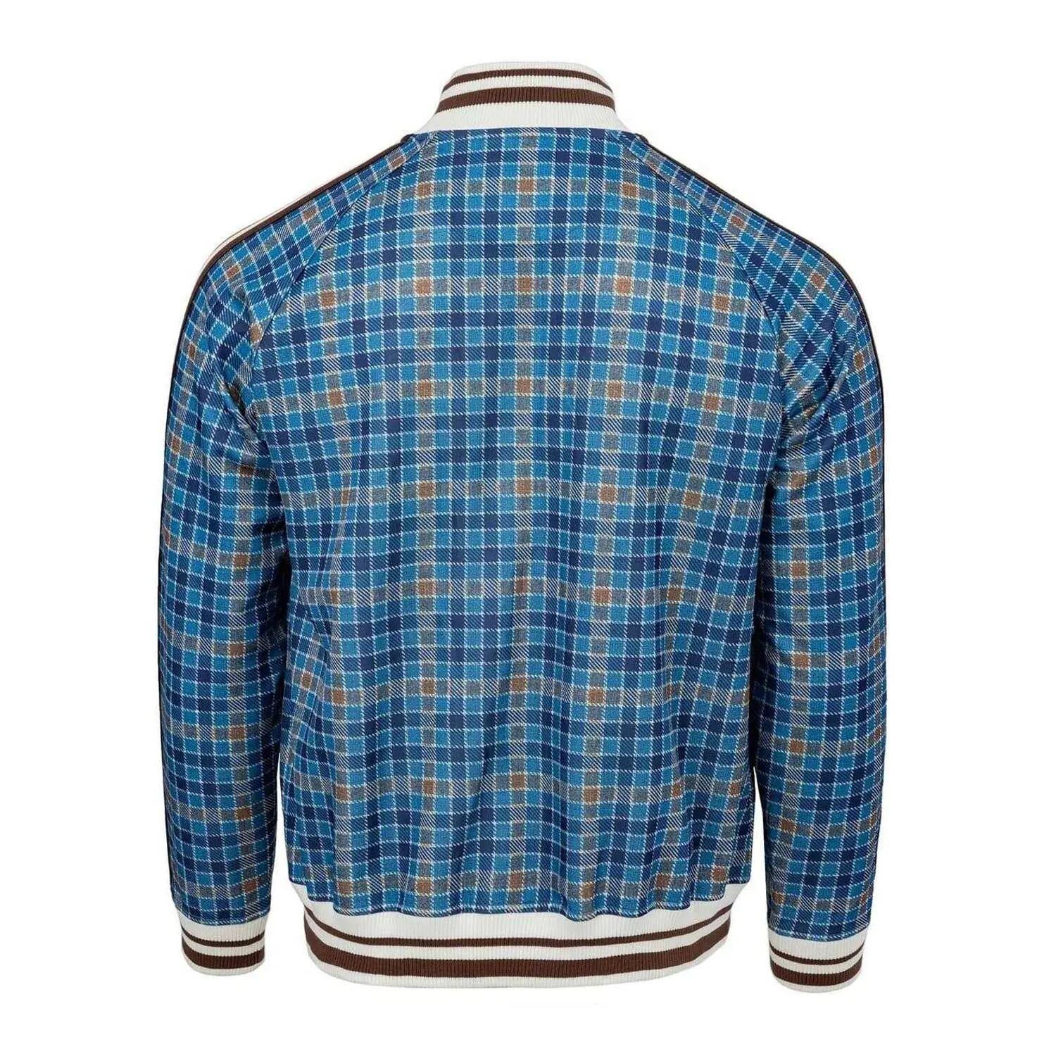 Mens Check Plaid Tracksuit (Navy) 3/5