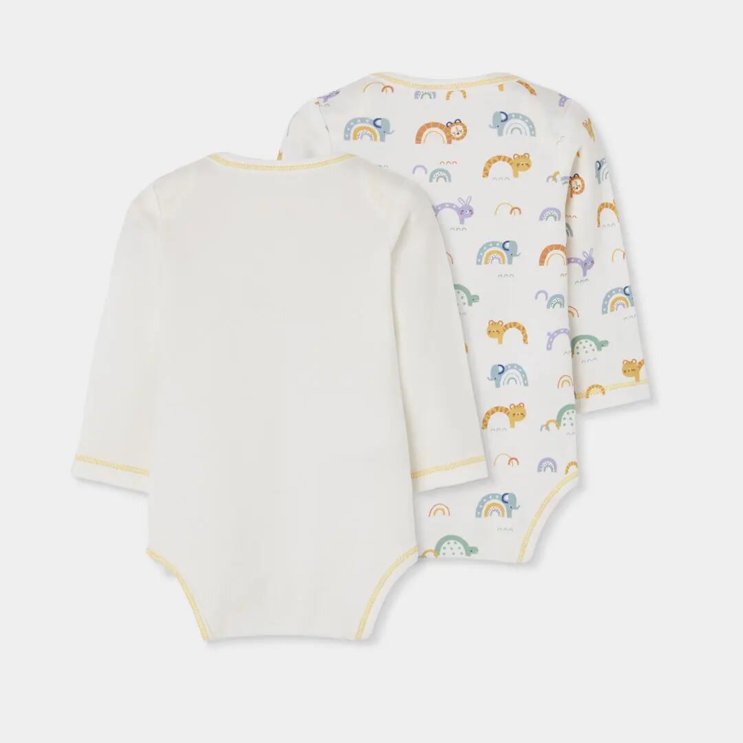 Pack 2 bodys bebé blancos estampado animales 2/7