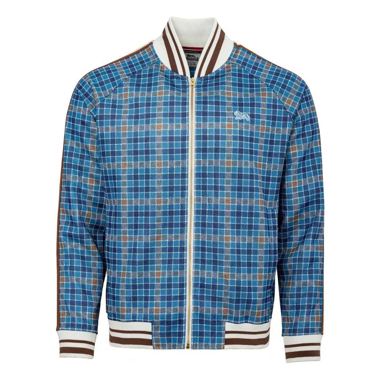 Mens Check Plaid Tracksuit (Navy) 2/5