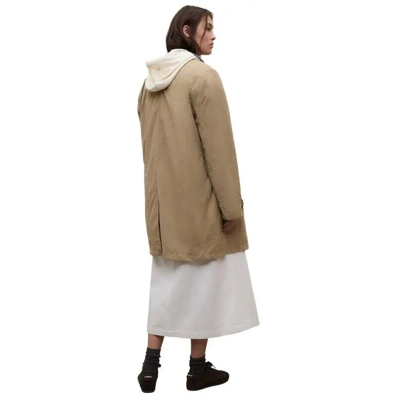 Gabardina Beige Ecoalf Verne Jacket Woman Sandy Repelente al Agua de Corte Regu 3/4