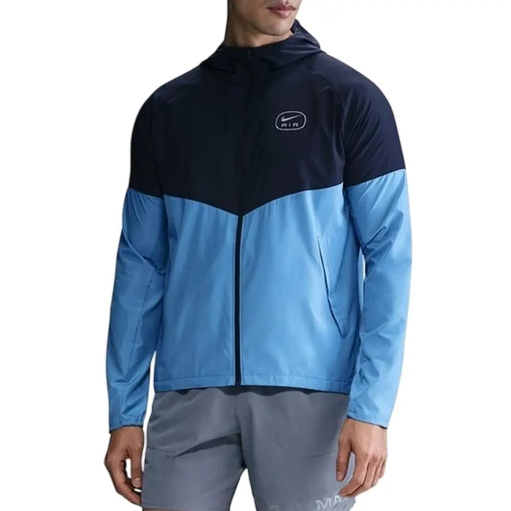 Mens Air Run Colour Block Hooded Jacket (Blue/Obsidian Blue) 2/3
