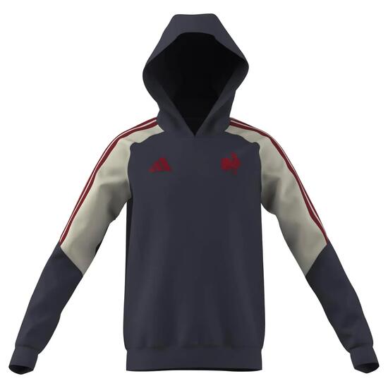 Sweat à capuche FFR Adidas France Rugby Hoodie pour Enfant Bleu marine ombre