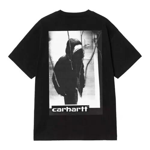 Camiseta Negra Carhartt Archive Script Black de Corte Holgado con Estampado Grá 3/4
