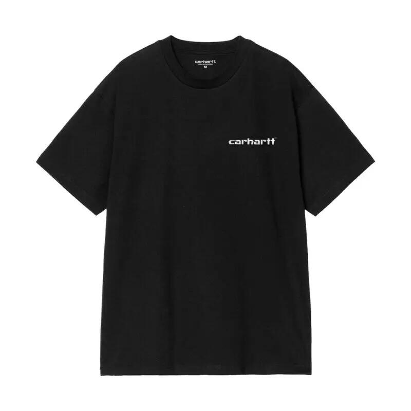 Camiseta Negra Carhartt Archive Script Black de Corte Holgado con Estampado Grá 2/4