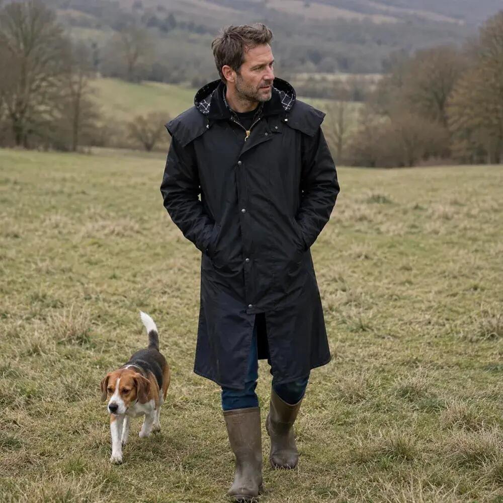 Manteau long Walker and Hawkes Waxstock navy de M à 3XL 4/5