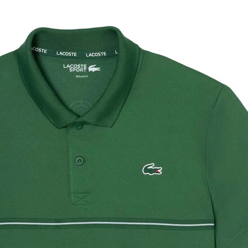 Polo Verde Lacoste Deportivo con Estampado Ultra-Dry Vert con Tejido de Punto d 4/5