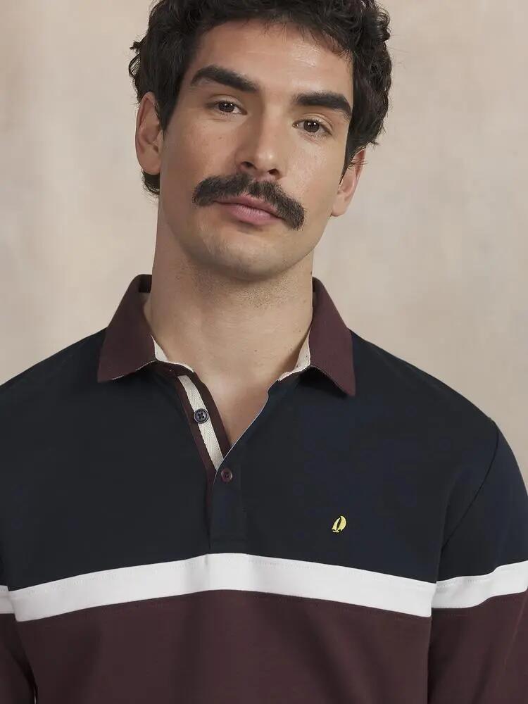 Polo long - Homme - Col boutonné - TYLIOPOL - Bleu marine 3/5