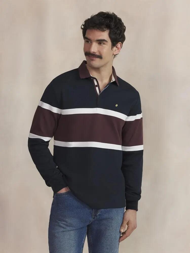 Polo long - Homme - Col boutonné - TYLIOPOL - Bleu marine 2/5
