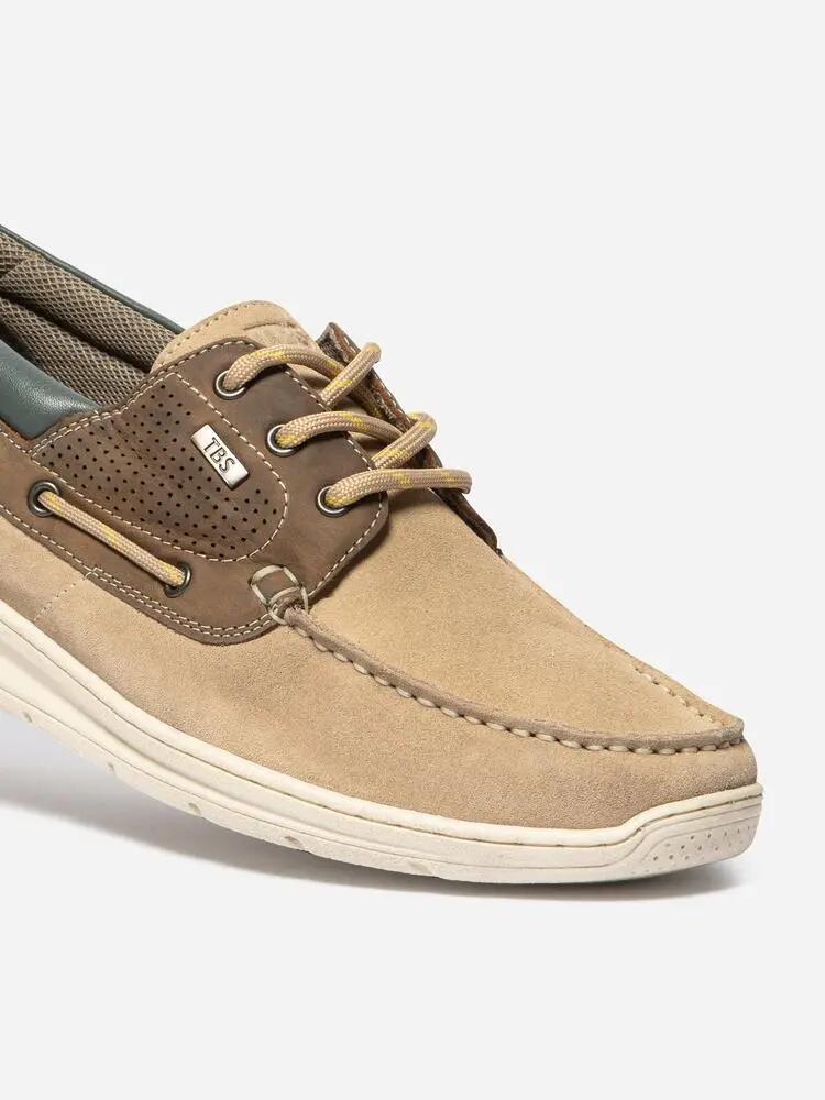 Chaussures bateau - Nautisme - Homme - Cuir, lacets - MATBOAT - Beige/Cognac 2/4