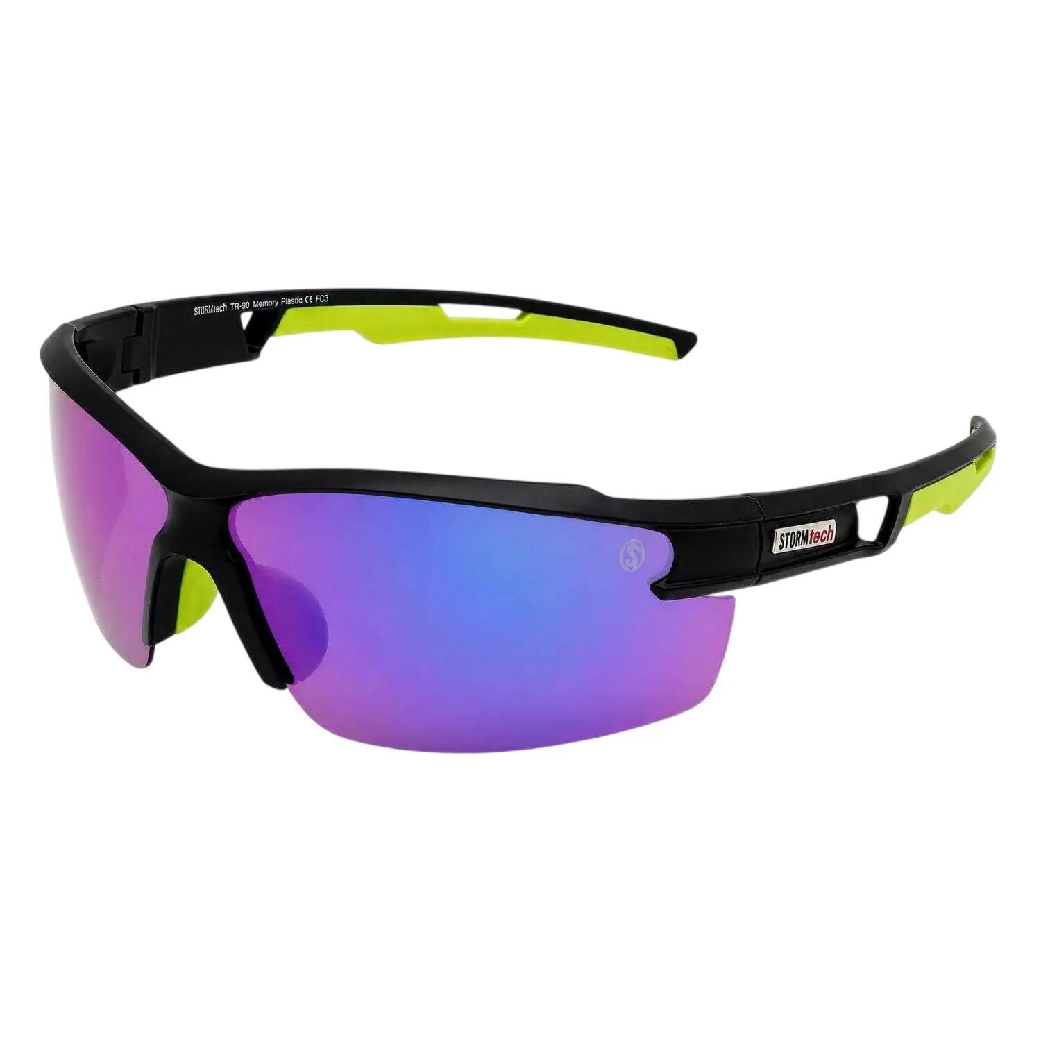 Mens Half Rim Sport Sunglasses (Black) 2/3