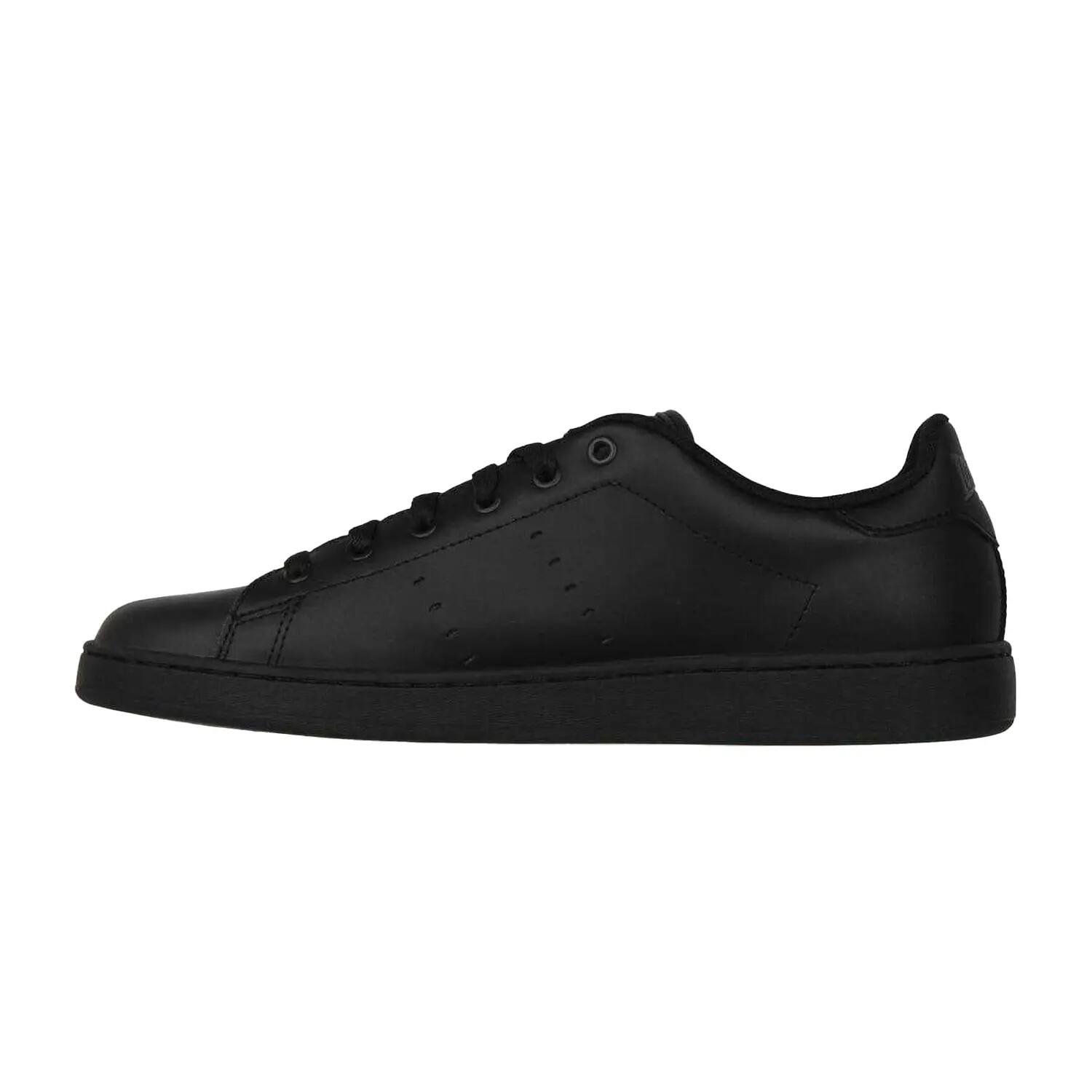 Mens Leather Flat Trainers (Black) 3/4