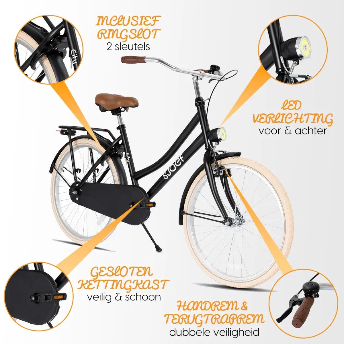 City Meisjesfiets 22 inch - Kinderfiets 7-9 jaar - Fiets met Verlichting - Zwart 7/10