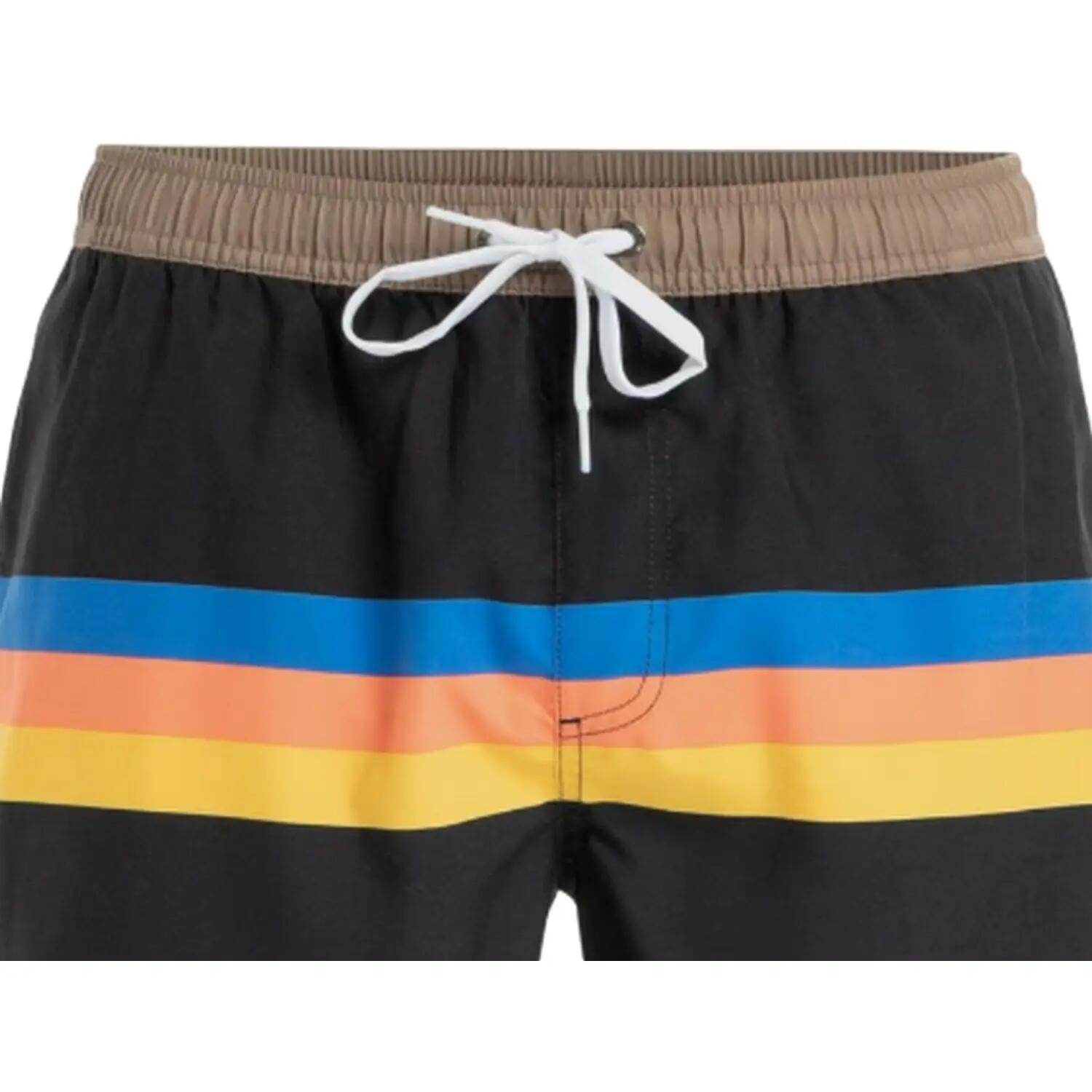 Mens Stripes Swim Shorts (Black/Multicoloured) 3/3