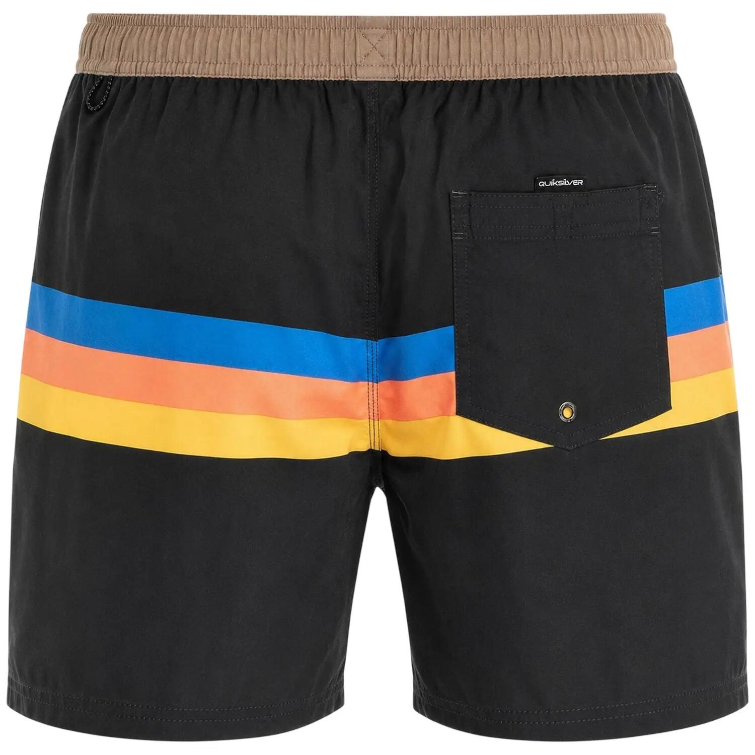 Mens Stripes Swim Shorts (Black/Multicoloured) 2/3