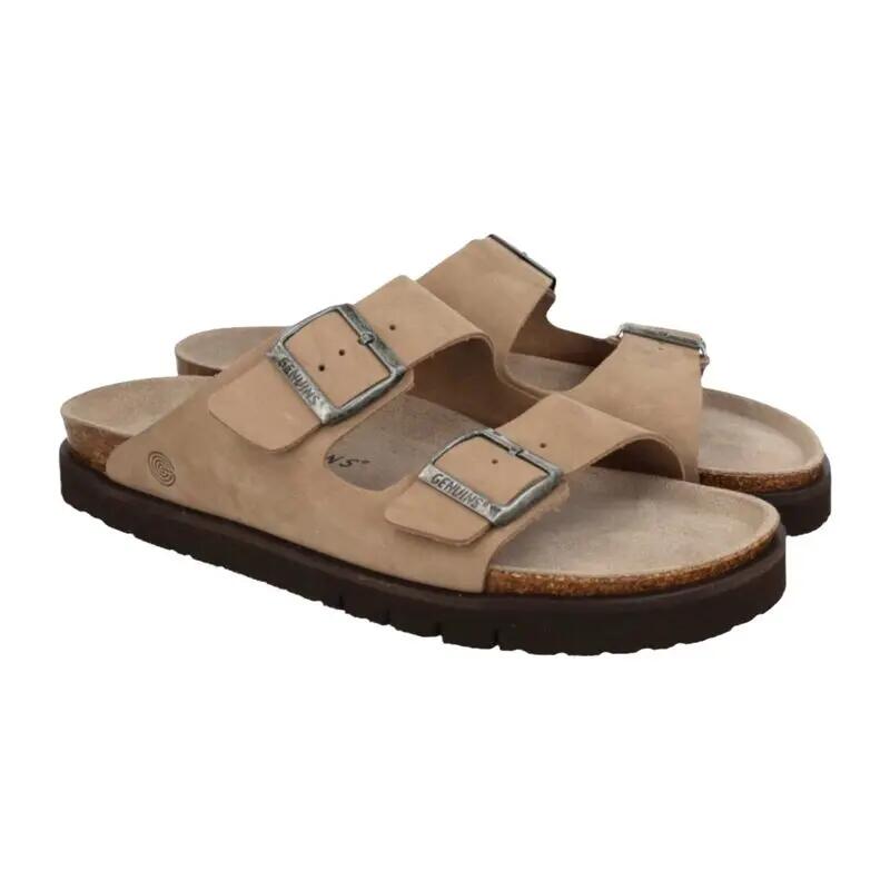 Sandalias Beige Genuins Hawaii Nubuck Taupe Hombre con Plantilla Anatómica y He 2/4