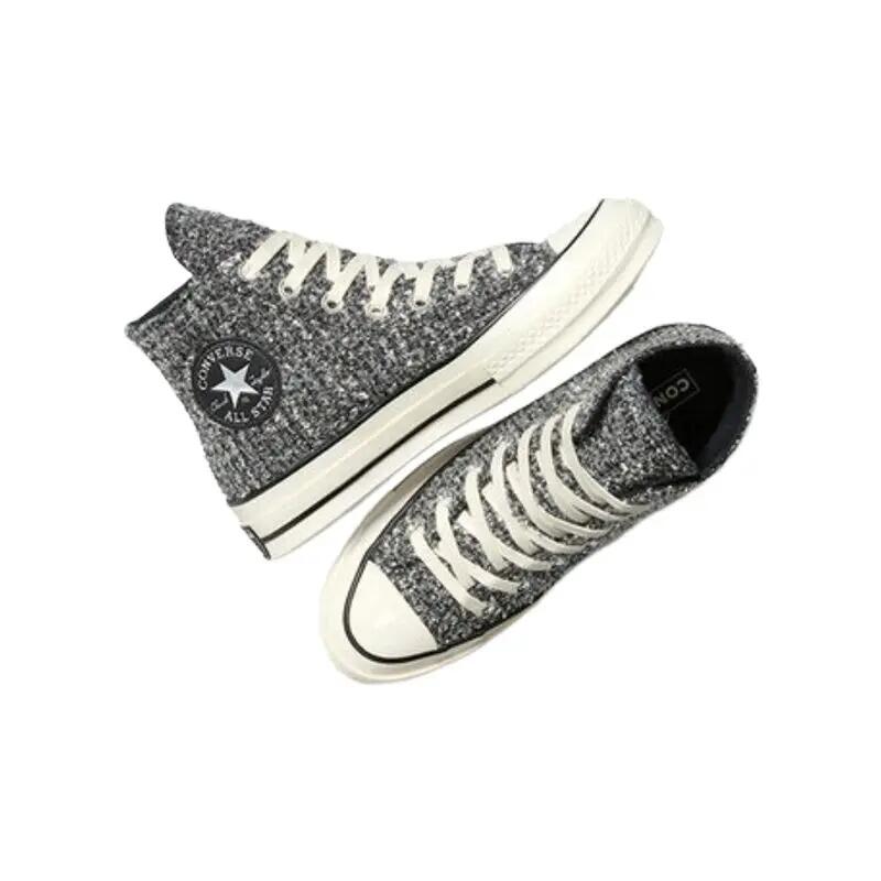 Zapatillas Converse Plateadas Chuck 70 Metallic Tweed Black Silver Egret Cómoda 2/4