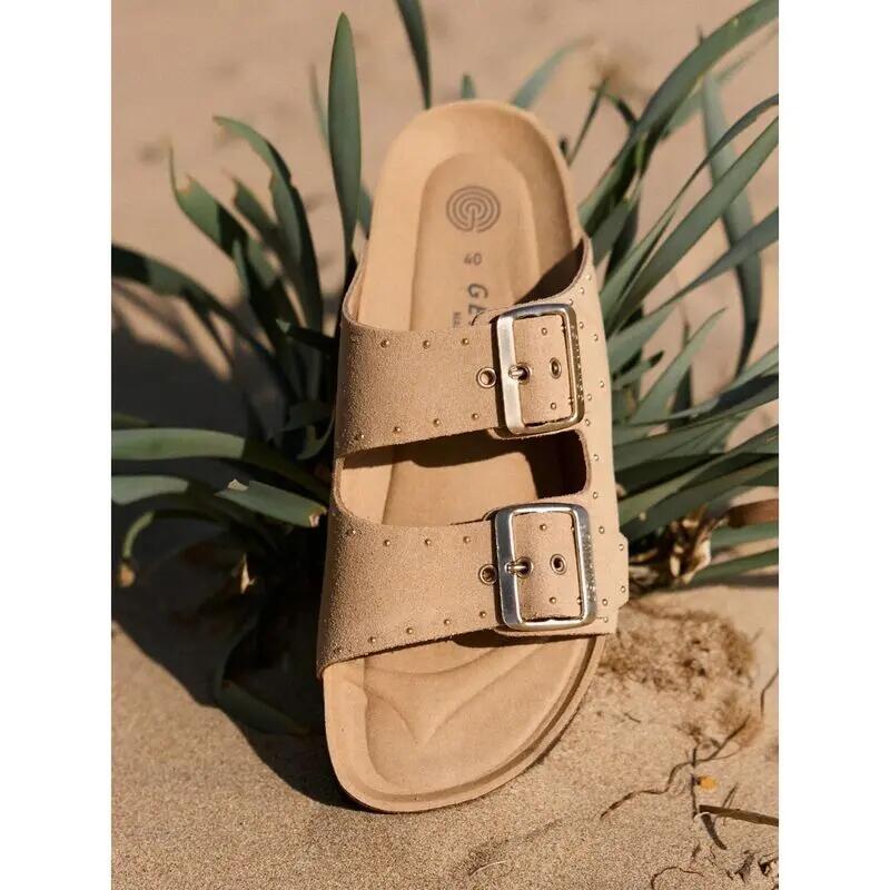Sandalias Beige Genuins Honolulu Lead Almond Velour de Estilo Casual con Hebill 4/5
