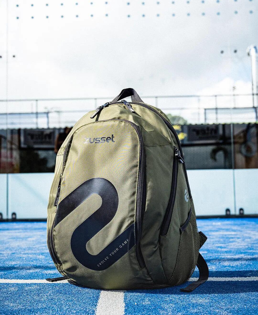Padel Rugzak van Polyester & PVC Ripstop – groen-zwart 5/8