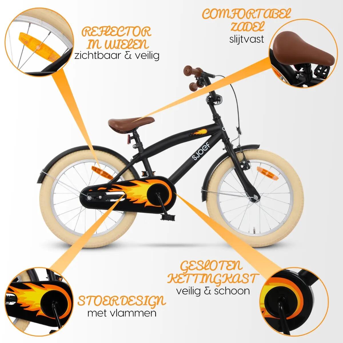 SJOEF Cruise Jongensfiets 20 inch - Mat Zwart 5/7