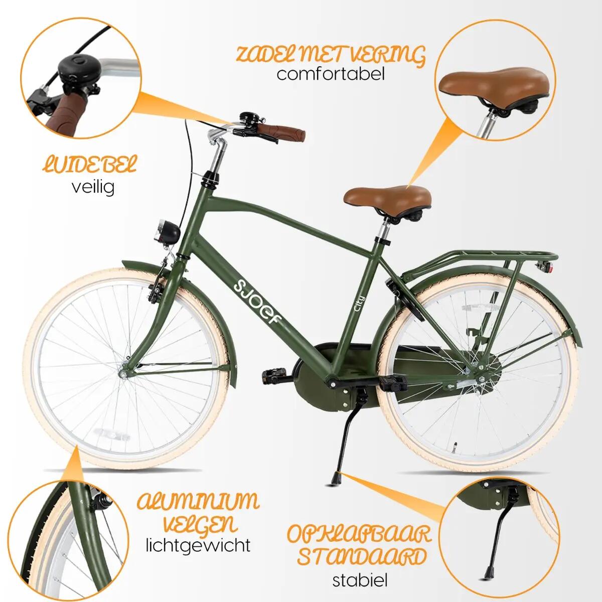 SJOEF City Jongensfiets 22 inch - Army Green 5/7