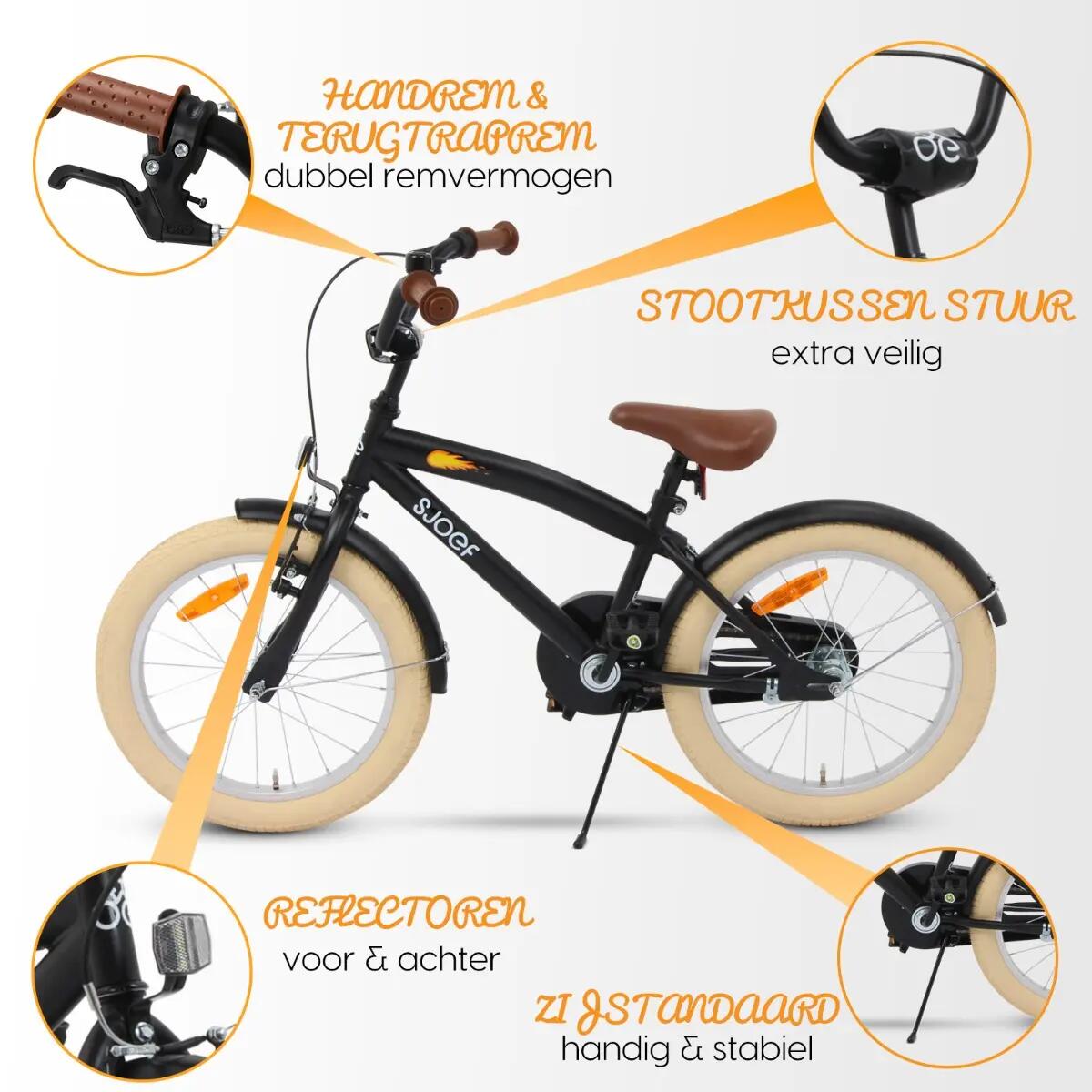 SJOEF Cruise Jongensfiets 20 inch - Mat Zwart 4/7