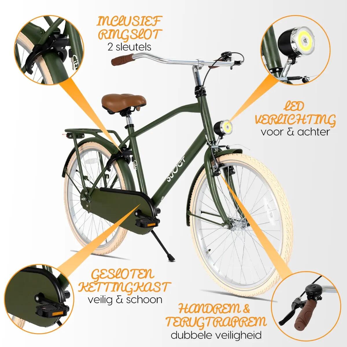 SJOEF City Jongensfiets 22 inch - Army Green 4/7