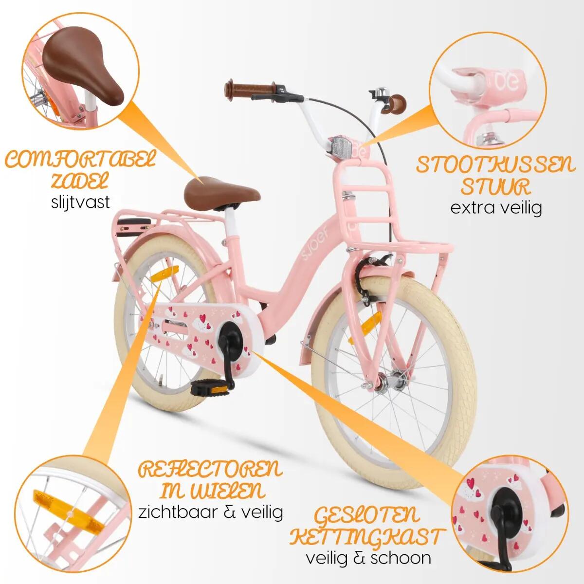 SJOEF Classic Meisjesfiets 18 inch - Roze 5/7