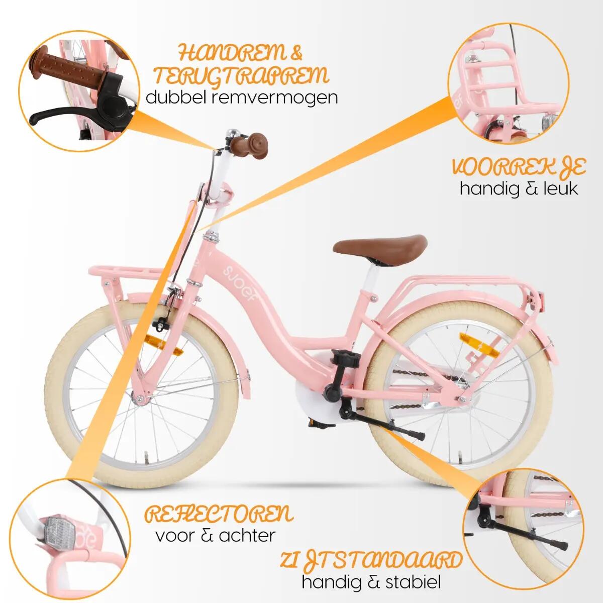 SJOEF Classic Meisjesfiets 18 inch - Roze 4/7