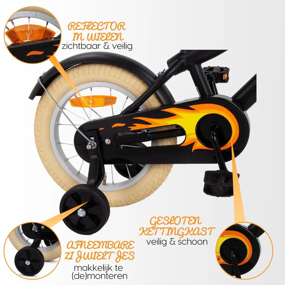 SJOEF Cruise Jongensfiets 14 inch - Mat Zwart 5/7