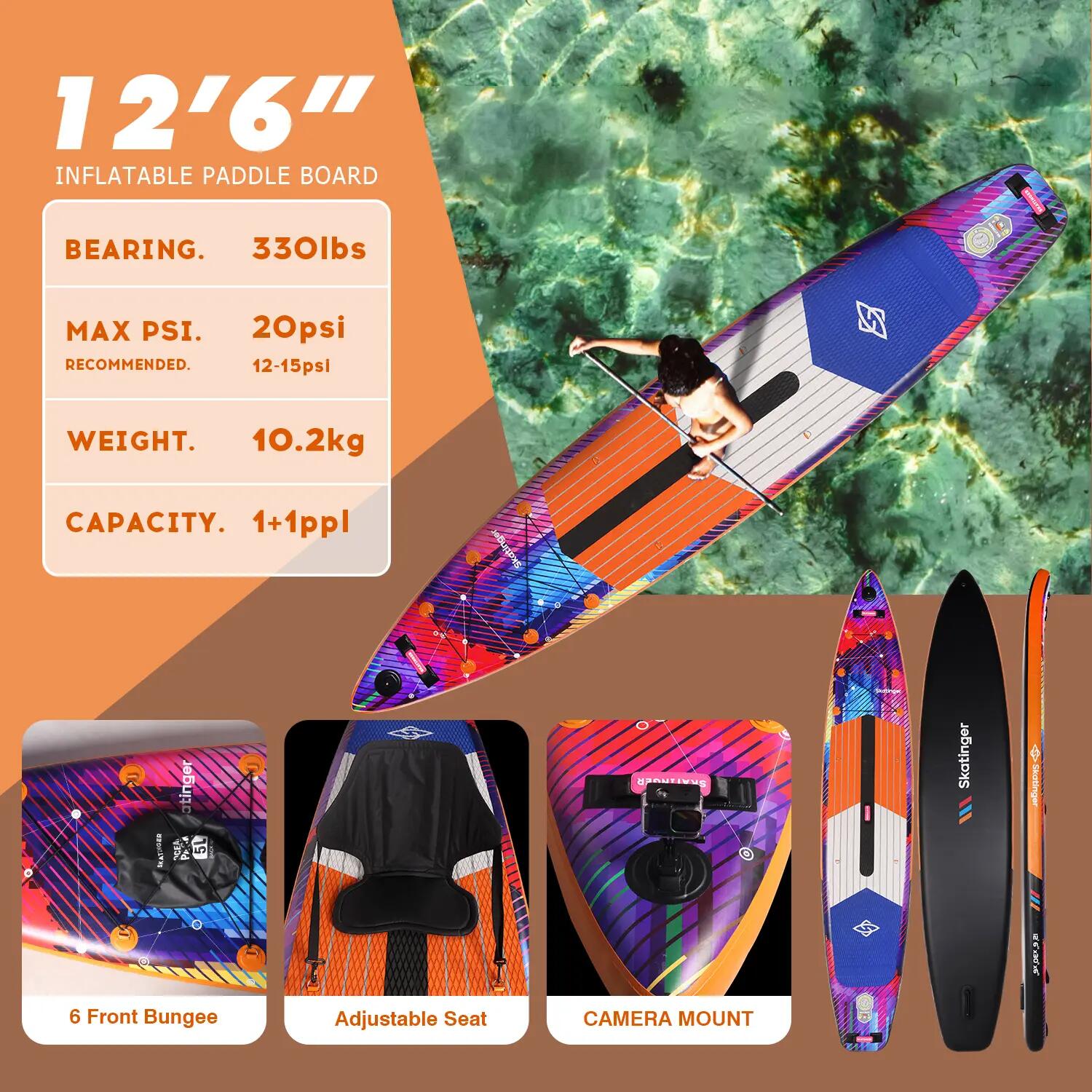 Deska SUP SKATINGER CMYK 380x76x15 cm Touring Double Layer 3/6