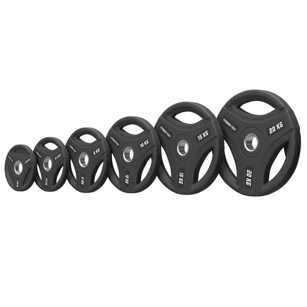 Disco Olímpico 20 kg Goma Virgen Triple Agarre Premium Fitness Tech 3/3